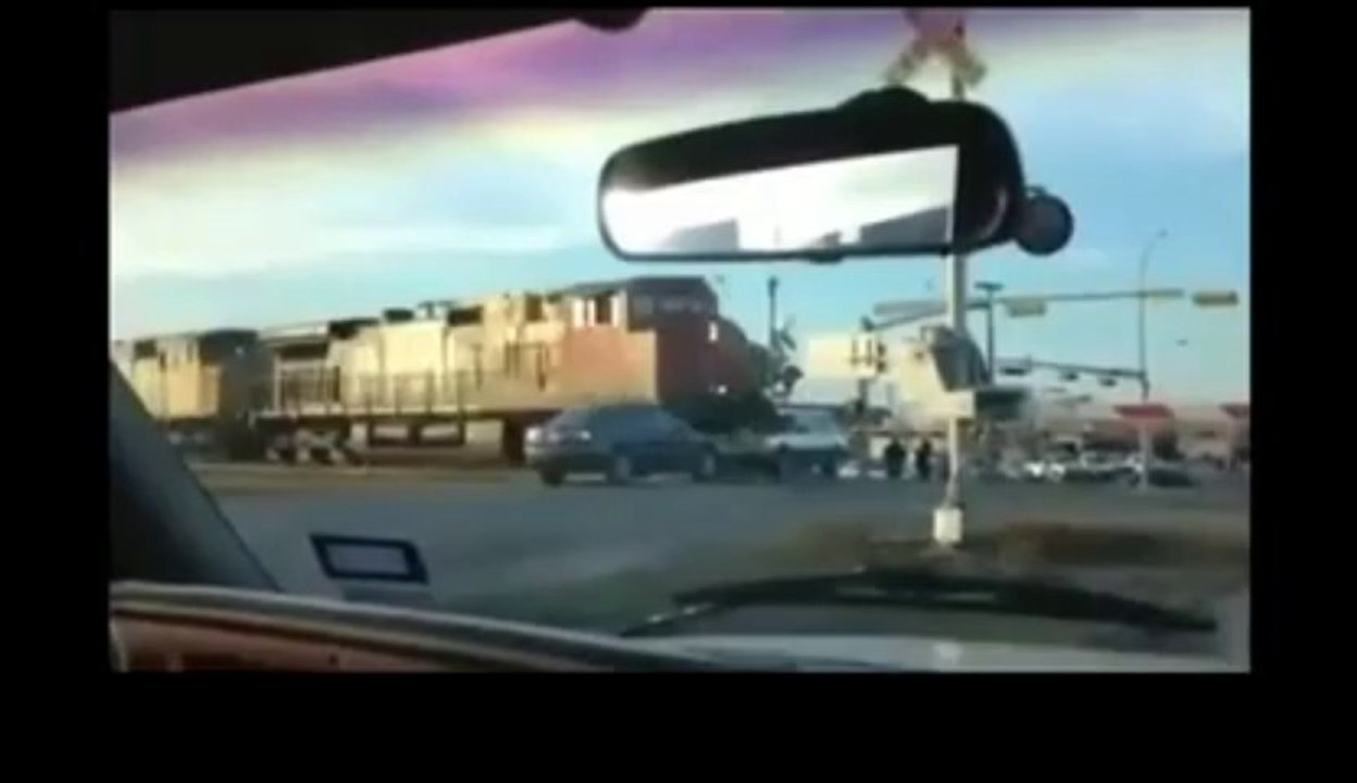 Car VS Train - Terrible train accident, the car is destroyed!