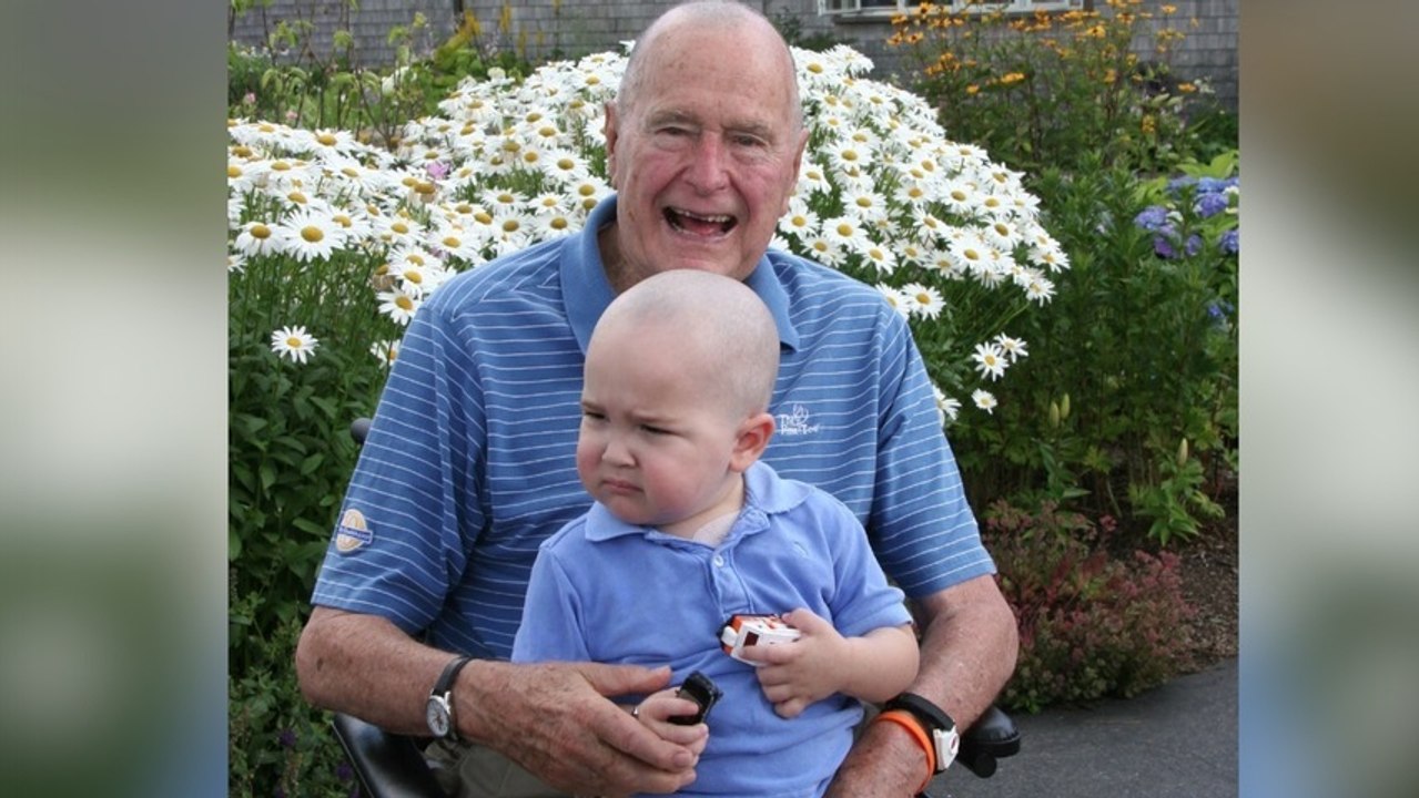 George H.W. Bush Shaves Head to Support 2 Year Old Fighting Cancer