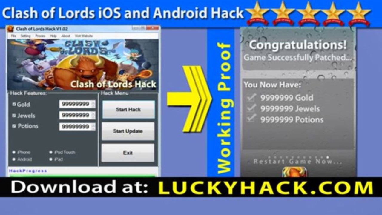 Clash of Lords Cheats Gold Jewels and Potions - iPad Best Version Hack for Clash of Lords