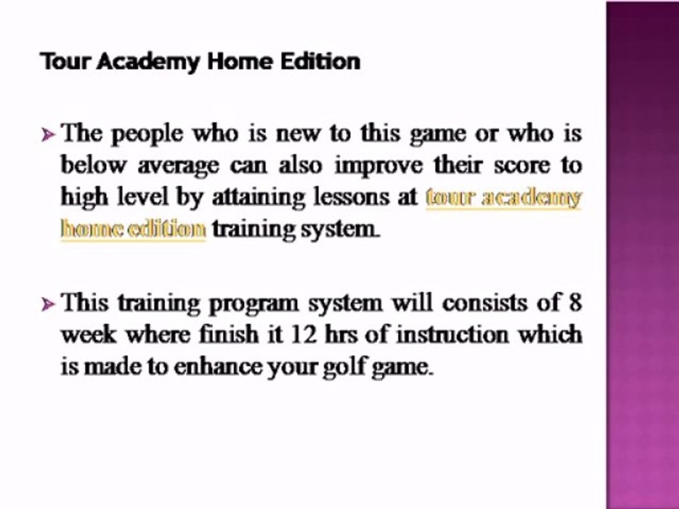 How to improve score using tour academy home edition