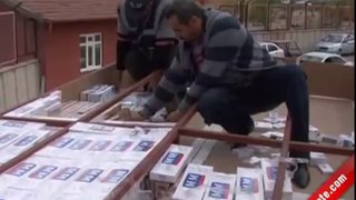 Aksaray'da Kamyonetin Tavanında Kaçak Sigara Çıktı