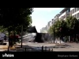Un camion poubelle en feu en plein Paris