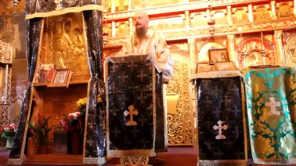 Monahul Filotheu la ultima slujba de la Petru Voda a Parintelui Justin - 21 Aprilie 2013