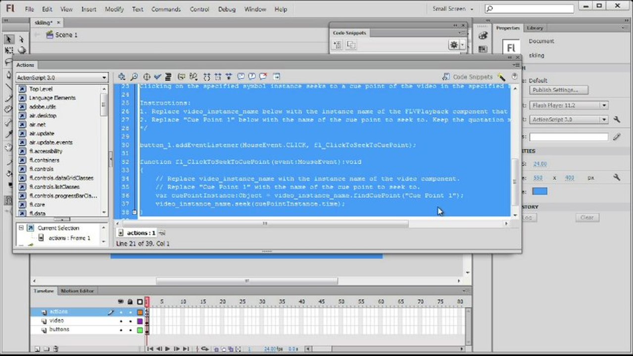 7.5. Using Code Snippets AND Adding Actions to Buttons