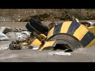 Cement mixer taken away by the Uttarakhand floods