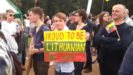 Baltic Pride 2013. Anti-Pride protesters shouting insults.