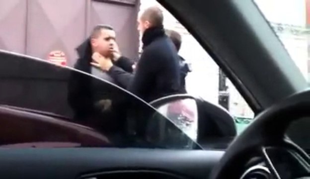French policeman hit a guy right in the face... Head shot!