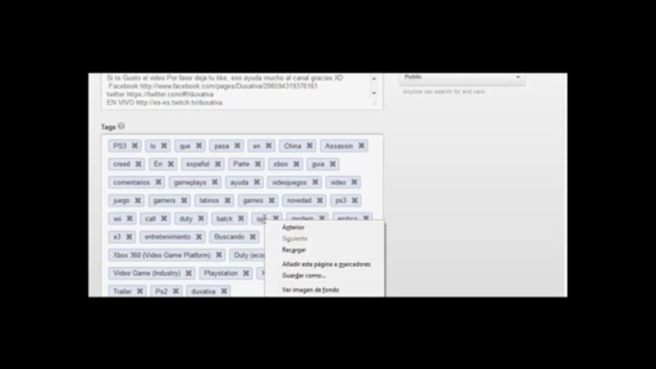 Como copiar y pegar tags en Youtube