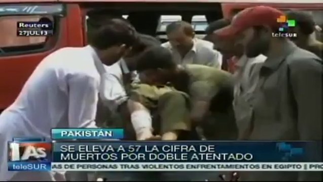 Se eleva a 57 la cifra de muertos por doble atentado en Pakistán