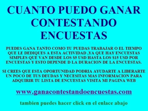 Gana Contestando Encuestas (ganar dinero contestando encuestas)[encuestas remuneradas]