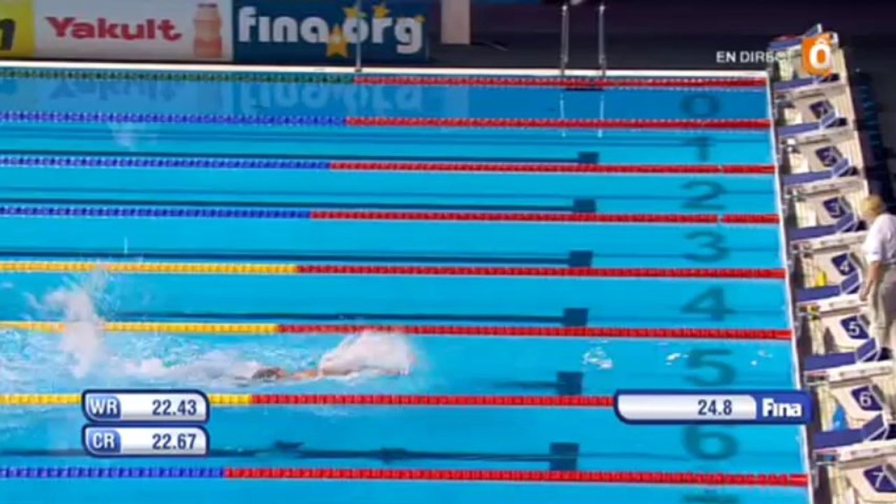 Omar Omar, du Qatar, nage seul sa série du 50m pap'