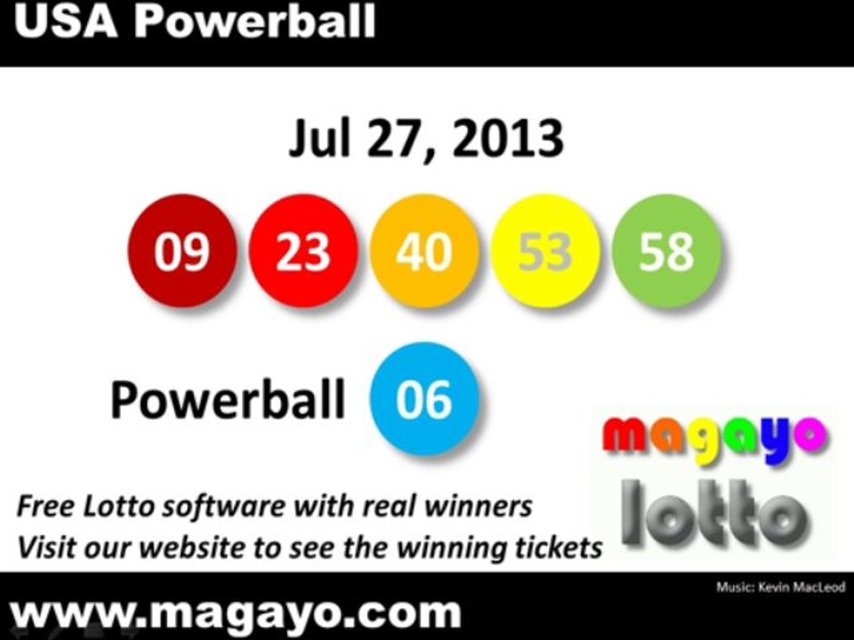 USA Powerball Drawing Results for Jul 27, 2013