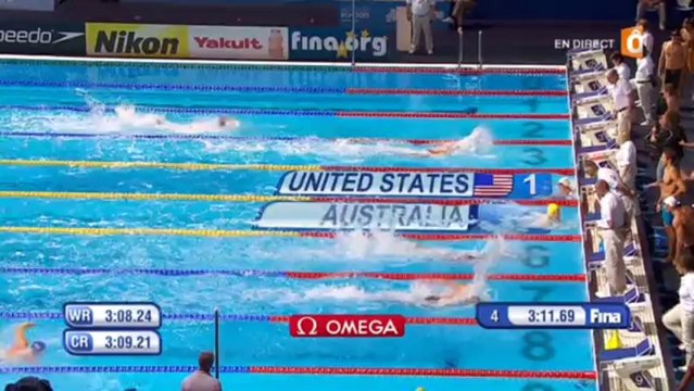 Séries du 4x100m NL (H) - ChM2013 natation (Leveaux, Gilot, Mallet, Meynard)