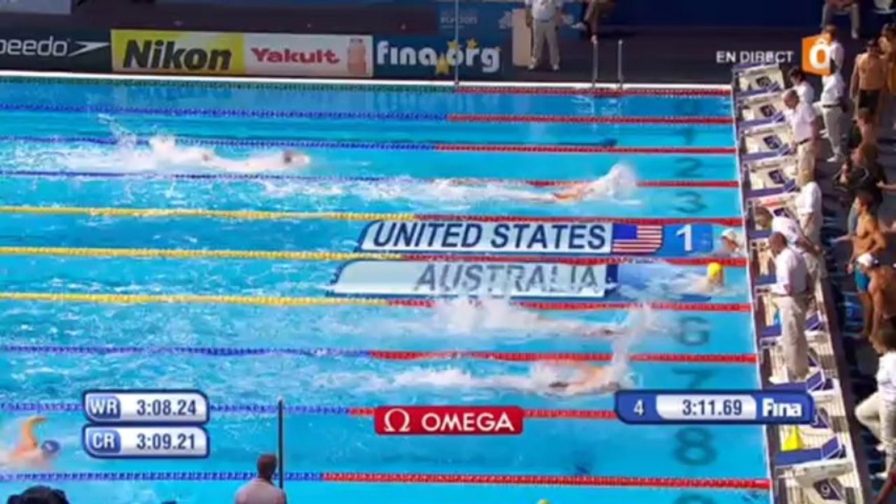 Séries du 4x100m NL (H) - ChM2013 natation (Leveaux, Gilot, Mallet, Meynard)