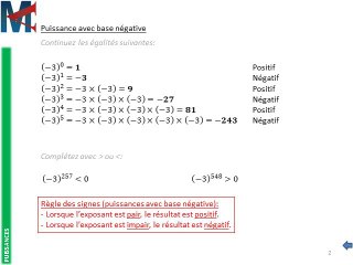 4ème - PUISSANCES - Puissance avec base négative