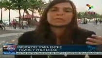 Cientos de brasileños continúan protestas en Río por visita del Papa