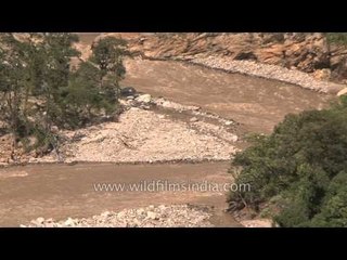 Flooded river as seen from Kalimath road