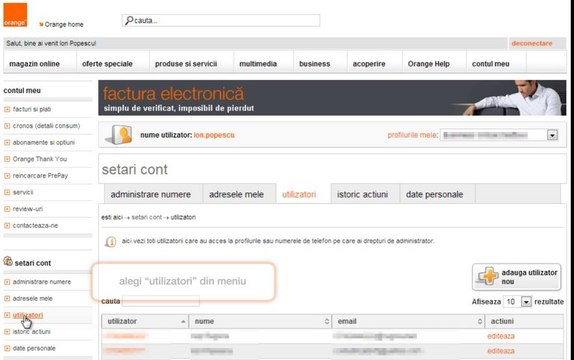 contul tau Orange: cum adaugi sau stergi utilizatori in contul de abonat