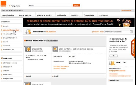 contul tau Orange: cum iti vezi planul tarifar si optiunile activate