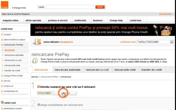 contul tau Orange: cum reincarci un cont PrePay (din cont PrePay)