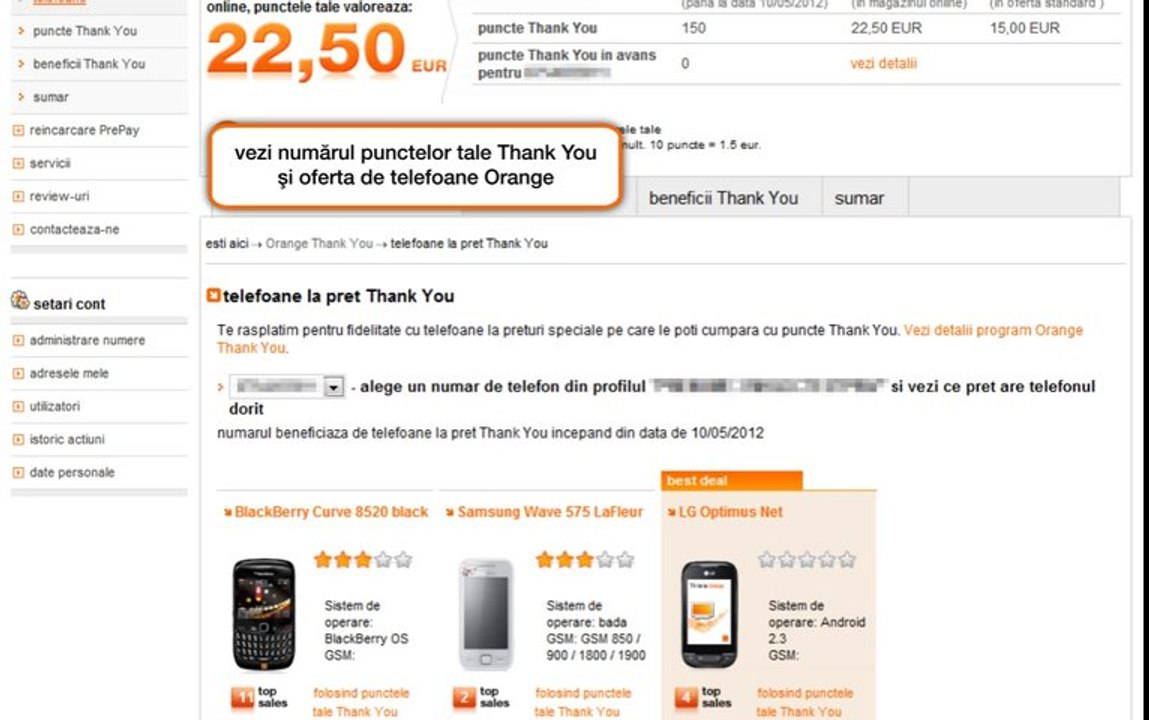 contul tau Orange: vezi telefoanele disponibile pentru tine prin Orange Thank You