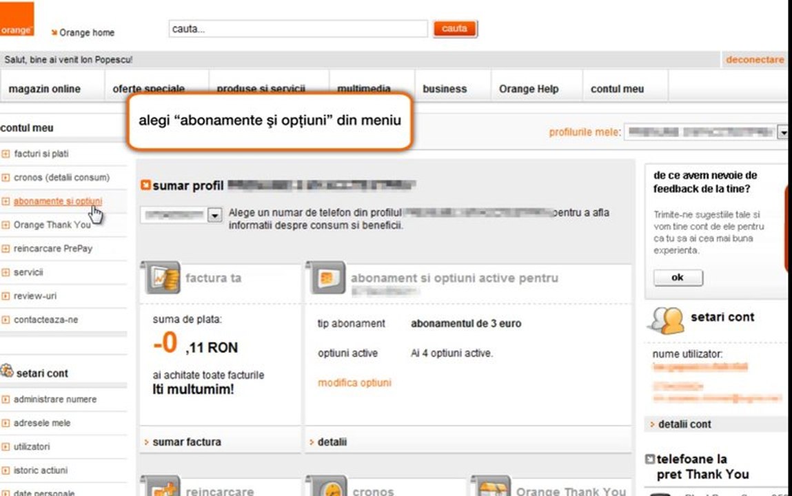 contul tau Orange: vezi toate detaliile abonamentului tau