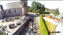 Orages: les dégâts du clocher de Greuville vus d'un drone Témoin BFMTV - 29/07