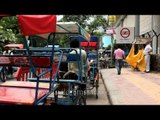 Rickshaw stand outside the Mayur Vihar Metro Station