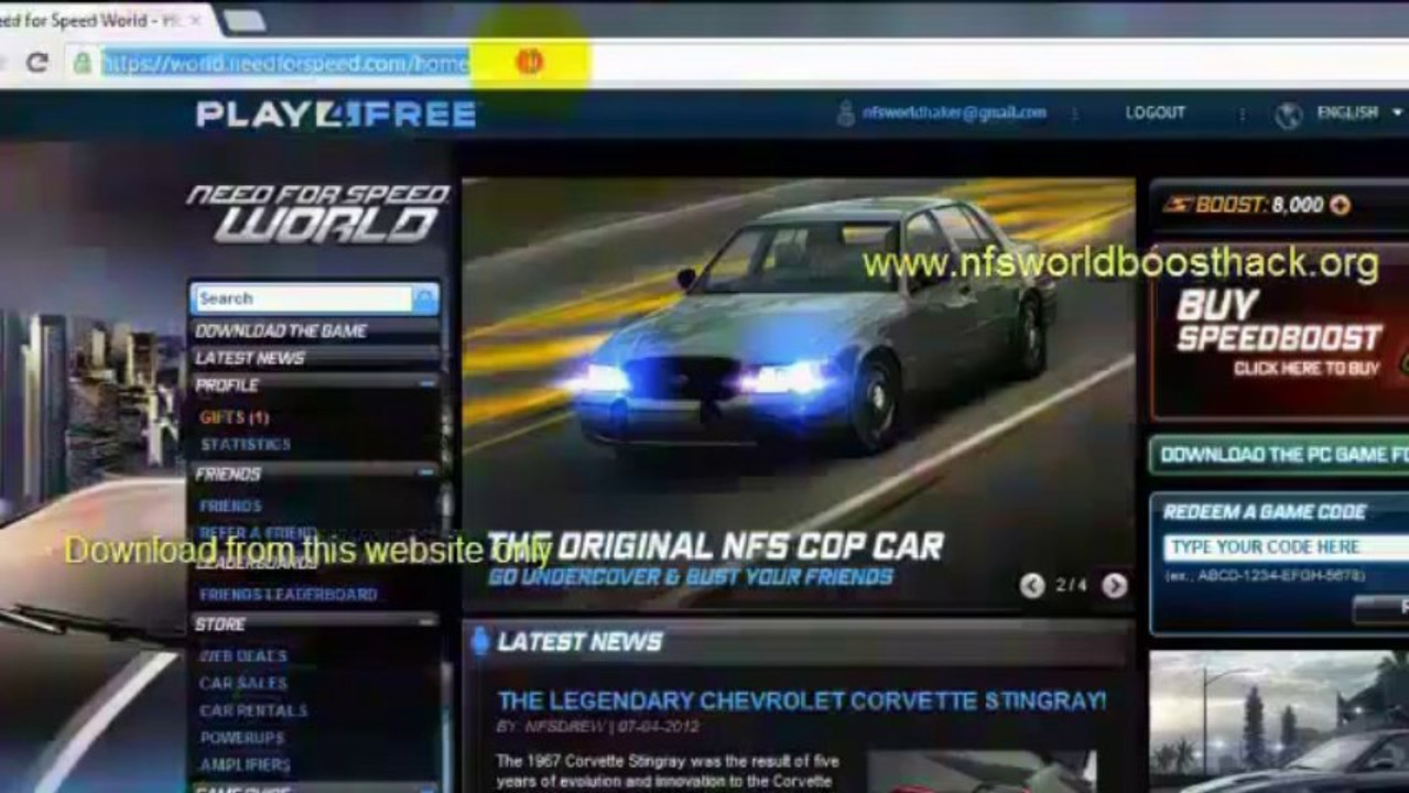 How to get free speed boost codes for nfs world HD