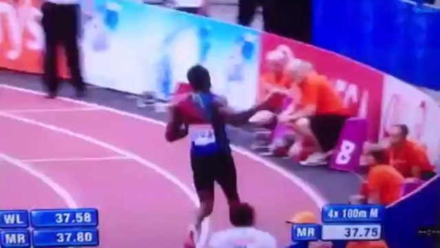 Londre:le 100m relais avec Usain Bolt