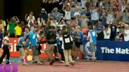 Usain Bolt  remporte le 100 de Londre (Sainsburys ) avec un temps de 9.85