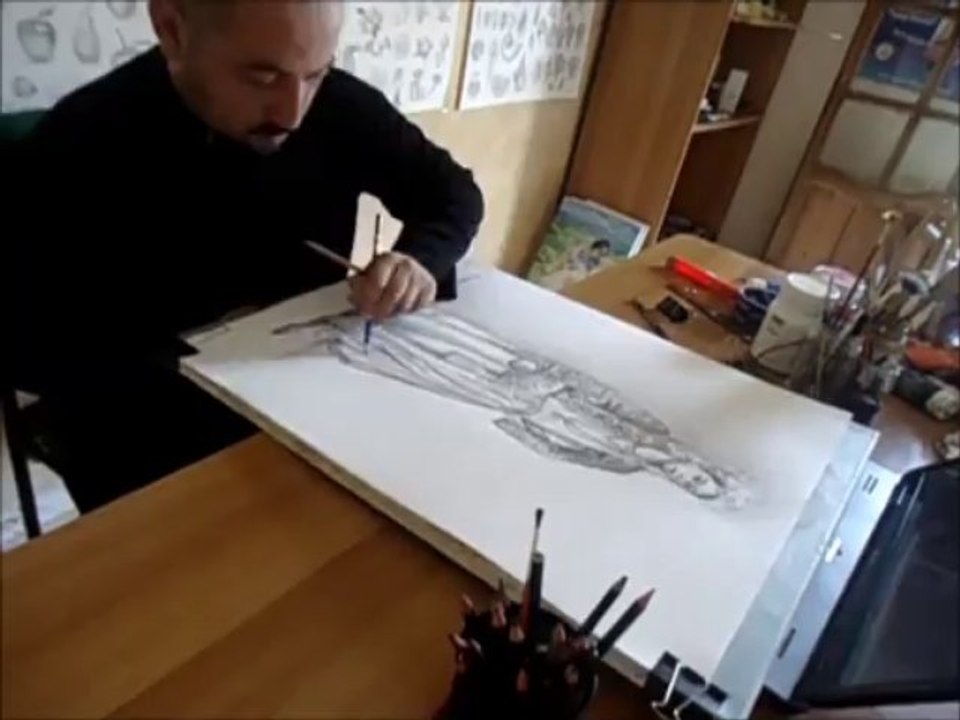 Dessin d'une juive algéroise au crayon