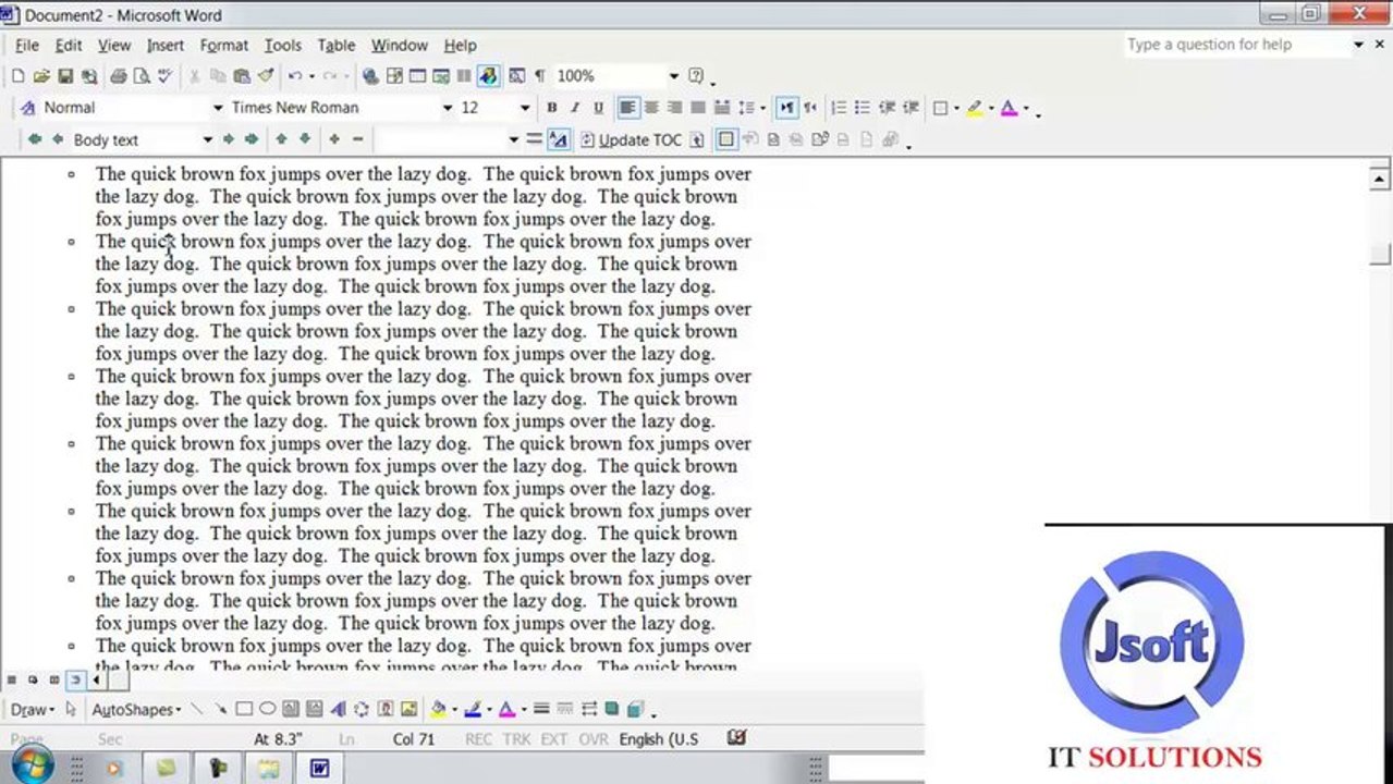 word 2003 lesson 1 Jsoft It solutions