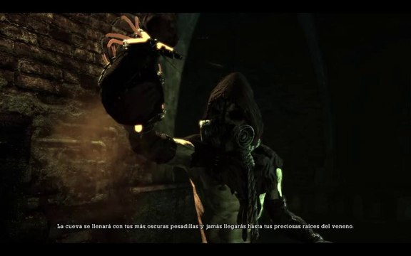 Batman Arkham Asylum GOTY Cinemática: Batman se encuentra con el Espantapájaros y Cocodrilo.