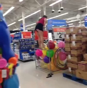 Bad idea - She falls in ball tray!