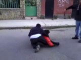 MMA fight in Bolivian street - drunk guys!