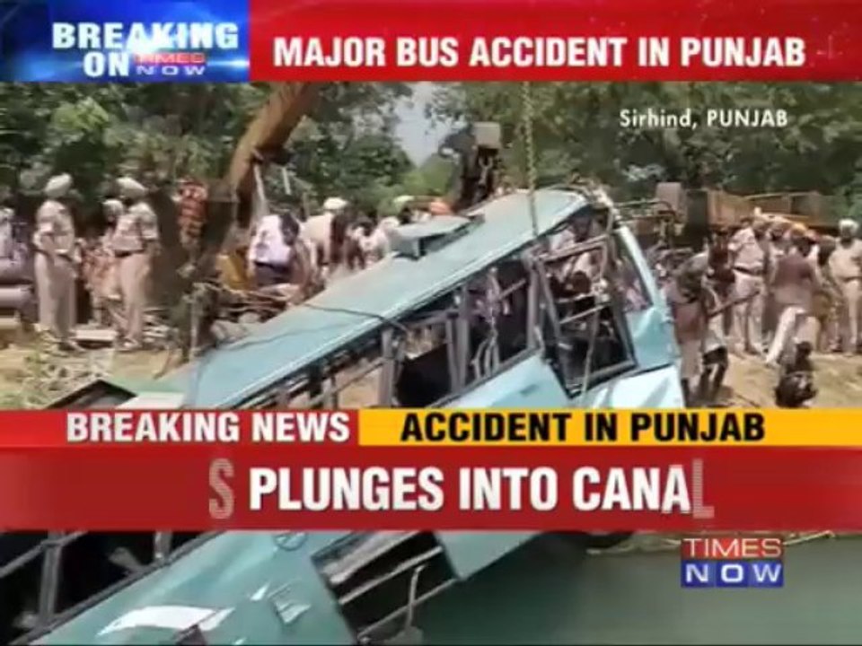 Passenger Bus falls into canal
