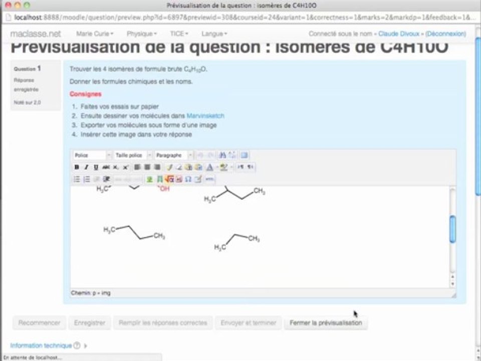 Comment utiliser Marvinsketch avec Moodle