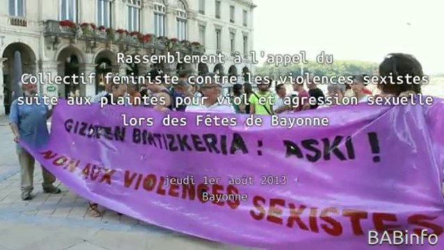Rassemblement du Collectif contre les violences sexistes suite au viol des Fêtes de Bayonne