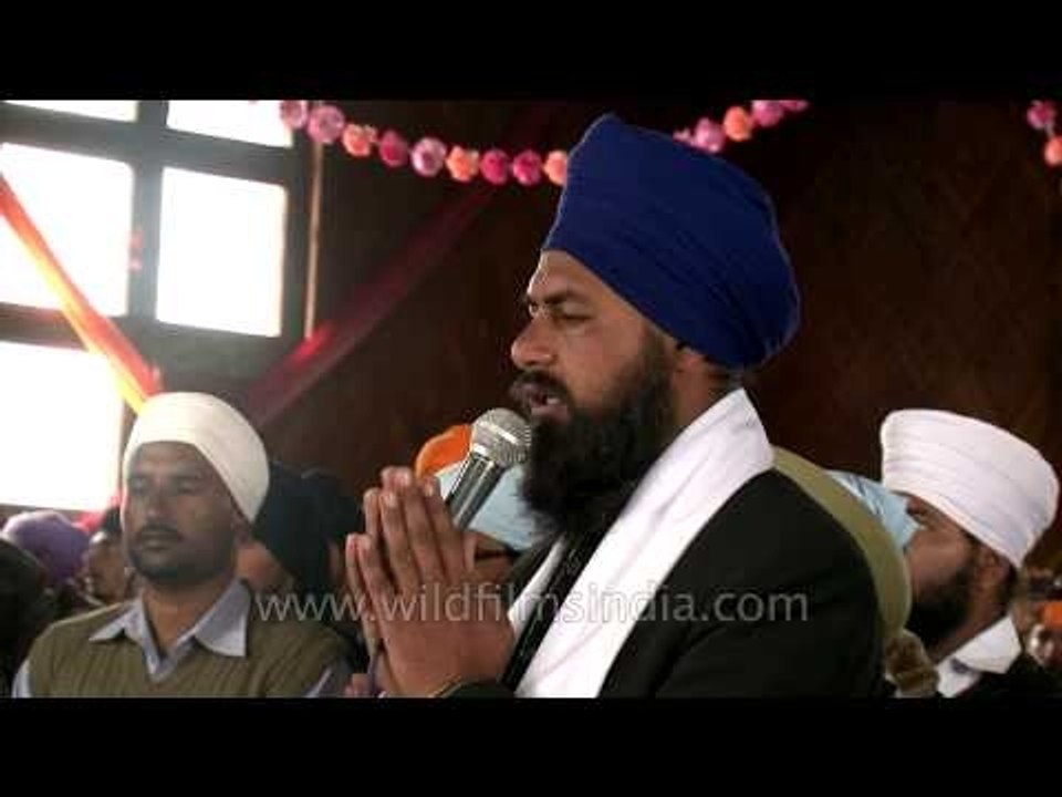 Sikh Devotees reciting 'Ardas' at Hemkund Sahib Gurudwara