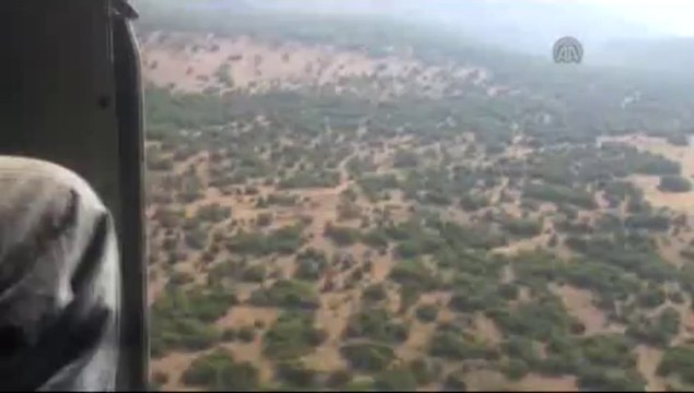 Yanan ormanlık alan havadan görüntülendi