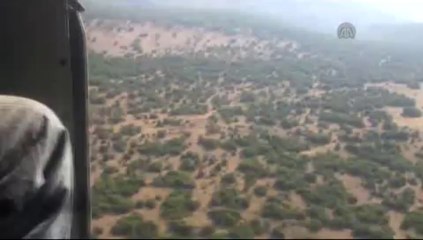 Yanan ormanlık alan havadan görüntülendi