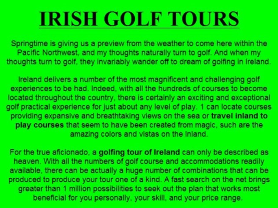 Irish Golf Tours-Vacations-Irish Golf Tours