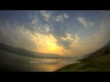 Time lapse of Beautiful Sunrise in Phewa Lake, Pokhara, Nepal