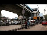 Traffic outside the Noida Sector 16 metro station