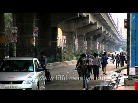 The main road outside the New Ashok nagar Metro Station