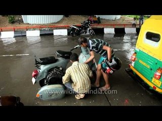 Two wheelers face problems as water enters vital parts of the vehicle
