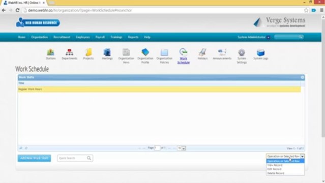 WebHR - Video Tutorials - Organizations - Work Schedule