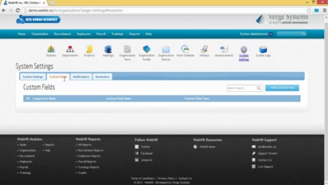 WebHR - Video Tutorials - Organizations - System Settings