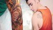 Justin Bieber Gets New Rose Tattoo